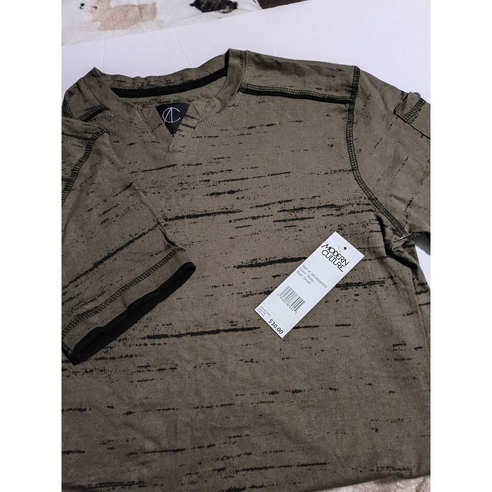 Modern Culture Mens Medium T Shirt Striped Casual Shoulder Pocket Tee